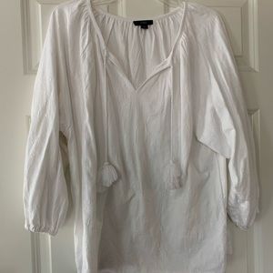 Tie-Front V-Neck cotton blouse